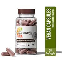 CocoaVia Heart & Brain Supplement, Capsules l Vegan and Plant Based l Cocoa Flavanol Supplement for Improved Cognitive Function and Heart Health l 60 Capsules, 2 Per Serving