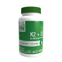 Advanced K2 100mcg (as MenaQ7®) with Vitamin D3 1000 IU (60 VegeCaps) Vegan Non GMO and Free from Common excipients Such as Magnesium Stearate and Silica by Health Thru Nutrition