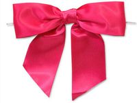 6ct. Pre-Tied HOT Pink 5" Satin Gift Bows Wire Ties Ready-to-Use 1-1/2" Ribbon