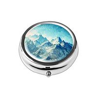 Pill Box - Lizimandu Compact 3 Compartment Medicine Case, Pill Box for Pocket or Purse (1-Snow Mountain)