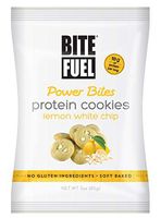 BITE FUEL Power Bites High Protein Cookies, Non GMO, Gluten Free, Low Carb - Lemon White Chip, 3 Oz (8 Pack)