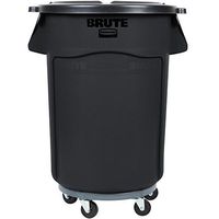 TableTop King 690FG44TCBKK Brute 44 Gallon Black Executive Trash Can with Lid and Dolly Kit