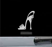 JS Artworks Stiletto high Heel Shoe Vinyl Decal Sticker (Silver)