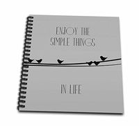 3dRose db_195679_1 Enjoy Life Birds on Wire Drawing Book, 8 by 8"