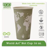 ECPEPBHC16WA - ECO-PRODUCTS,INC. World Art Renewable Resource Compostable Hot Cups, 16 Oz, Sea Green