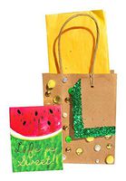 Molly & Rex 61547 Watermelon Gold Foil Gem Embellished Notepad -Life is Sweet! + Gift Bag.