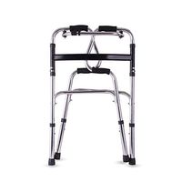 Elderly Folding Adjustable Height Walkers, Compact Lightweight Portable, Aluminum Alloy Bold Bar, Medical Walking Mobility Adult Walker, Silver