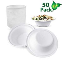 Durable Bagasse Eco-Friendly Rice Bowls 9Oz Pack of 50 Bowls - Microwave Safe, Compostable, for Picnics, Bbqs,And Parties