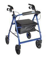 R728BL - Aluminum Rollator with Fold Up and Removable Back Support and Padded Seat, Blue