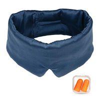 Handmade Silk Sleep Mask - Light Blocking Sleep Mask for Men and Women, Eye Mask with Ear Plugs for Sleep, Napping and Travel (Navy)