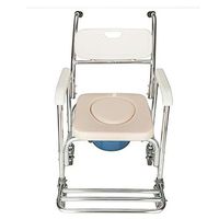 Thaweesuk Shop Transport Shower Bedside Commode Wheelchair Medical Toilet Chair w/Padded Environmental Protection PE Aluminum Alloy Sponge Seat Cover Plastic 16.34" x 21.46" x 36.02"(DxWxH) of Set