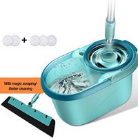 Spin Mop, Bucket Cleaning System with Stainless Steel Handle 360° Spin,with Microfiber Mop Refills for Hardwood Floor Clean,B