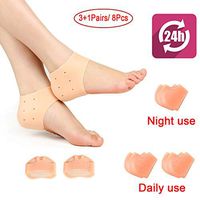 4 Pairs (2 Pairs for Daily Use 2 Pairs for Night) Silicone Heel Socks Plantar Fasciitis Insertion Pads Heel Shield and Heel Cup for Dry Heel Plantar Fasciitis Sore Heels. for Men & Women—Skin (Skin)