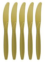 Amcrate Gold Disposable Medium Weight Plastic Knives - Ideal for Weddings, Party’s, Birthdays, Dinners, Lunch’s. (Pack of 100)