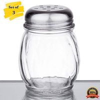 MM Foodservice Set of 3 Swirl Glass Cheese Shaker with Stainless Steel Perforated Lid (6-Ounce)
