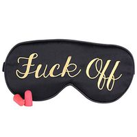 Coucoland Funny Silk Satin Sleeping Eye Mask Eye Cover for Sleep Adjustable Head Straps with Two Ear Plugs (Gold)