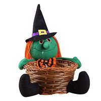 Willsa Doll Fruit Decoration Bowl Halloween Ghost Candy Basket Home Decor Hand-Woven