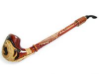 Exclusive Pipe Dragon Decorated with Leather. Churchwarden 13'' Pipe Handcrafted. Exclusive Designed for Pipe Smokers