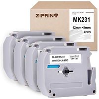ZIPRINT 4-Pack MK-231 Compatible with M Tape M231 MK231 M-K231 M-231 Label Tape for PT-70BM,PT-M95,PT-90,PT-70,PT-65,PT-70SR,PT-85 Label Maker, Black on White, 0.47inch (12mm) x 8m (26.2ft)