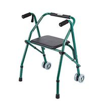 XHRHao Foldable Walker 5 Adjustable Height Levels Made of Aluminum Alloy Rollator Lightweight with Chair Fuction Waterproof Portable Walk Assist for Elderly Green (Color : Green)