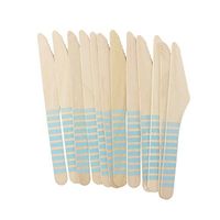 Youmewell Wooden Disposable Cutlery Blue Striped Wooden Knives 108 Count