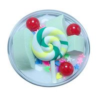 DIY Fluffy Slime Kit for Kids and Adults, Cute Lollipop Slime Super Stress Relief Mix Color Putty Scented Toy Soft and Non-Sticky Gift (60ml) (White)