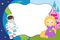 30 Blank Cards Invitations Thank You Cards Astronaut Space Princess Kids Birthday Party + 30 White Envelopes