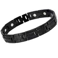 CMS MAGNETICS Novoa Men's Titanium Satin Black Magnetic Bracelet with 12,800 Gauss #A8020
