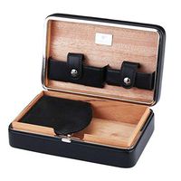 Humidors Cigar 4 Sticks Cigar Portable Humidifier Cigar Box Cedar Cigar Travel Cigar Gift (Color : Black, Size : 12.3196.4cm)