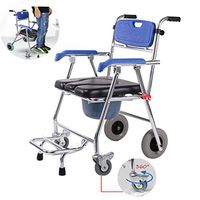 Chair Medical Wheeled Commode (360°)/Elderly Aluminum Toilet Shower Bedside Commode Adjustable Commode Wheechair