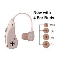 Best Hearing Amplifier, Personal Sound Enhancer Amplifier, one PR44 Button Cell Battery use up to 100 Hours. 4 Sizes of Ear Buds fit Most customers. New Flexible Tube Best fit Over Ear.