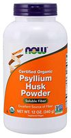 NOW Foods - Psyllium Husk Powder Intestinal Health 100% Certified Organic - 12 oz. (Pack of 3)