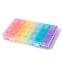 Weekly Pill Organizer, 7 Day Pill Case 4 Times a Day, BPA Free PP Portable Clear Medicine Box, Vitamin Fish Oil Compartments Container