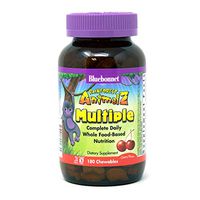 Bluebonnet Nutrition Rainforest Animalz Whole Food Based Multiple Chewable Tablet, Kids Multivitamin & Mineral, Vitamin C, D3, Iron, Gluten Free, Milk Free, Kosher, 180 Chewable Tablets, Cherry Flavor
