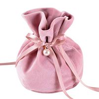 6 Pcs Wedding Candy Bags Bulk Small Velvet Pouch Bags with Drawstring Tie Self-Sealing Gift Bags Treat Bags Cute Girl Mini Coin Purse Decor by EORTA for Party Favor Jewelry Candy, Pink
