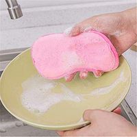 Heyuni.Microfiber Scrubber Sponge Non-Scratch Kitchen Scrubbies Dishwashing and Bathroom Sponge