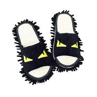 Frjjthchy Home Clean Mop Slippers Non-Slip Floor Dust Cleaning Tools Microfiber Anti-Slip Moccasin for Dust Dirt Hair (Black)