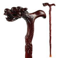 Weccan Wood Cane with Supportive Curved Handle Exquisite Carving Walking Canes as Gifts Walking Sticks for Men and Women Hand Crutch Crutches Fashionable Sturdy Stable Red