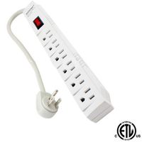 Topzone T-Type Style 06-TZN7896 6 Outlet Power Strip (White, 1.5 Feet)
