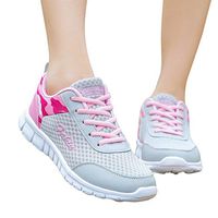 Neartime Women Sneakers, Fashion Patchwork Mesh Casual Shoes Outdoor Walking Flats Lace-up Sports Shoes