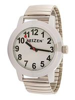 Reizen Low Vision Quartz Watch - White Face - Expansion Band - Unisex