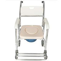 Edwiin Twainss Anti-Slip Commode Chair Multi-Functional Aluminum Alloy Toilet Chair Wheelchair Bath Chair with Warm Comfortable Sponge Seat Brakes for The Elderly Disabled Pregnant Women White