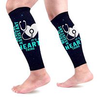 Medical Assistant Heart Calf Compression Sleeves for Men & Women Best Footless Compression Socks for Running Hiking 1 Pair