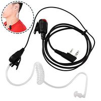 Zerone Transparent Security Earbud Universal 2-Pin Acoustic Tube In-ear Earpiece PPT Mic Red Light for 2-Way Radio Wakie Talkie with Replacement Eartip