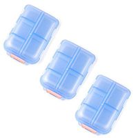 GOTITENI Pill Case 3 Packs, Travel Portable Pill Organizer for Vitamins, Supplements and Medication Storage, Translucent Blue
