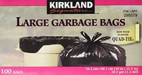 Kirkland Signature Large Quad-tie Garbage Bags, 76.2 cm × 90.1 cm (30 in × 35.5 in), Pack of 100