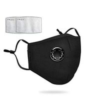 Air Purifying Reusable Face Mask with Carbon Filter Anti-Fog PM2.5 Respirator-Protection from Dust, Pollen, Pet Dander, Other Airborne Irritants,Black+2 PCS Filter Pads