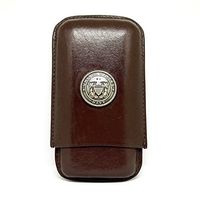 Genuine Leather US Navy Cigar Case 3-Finger with 3 Cigar Holders - Pocket-Sized Cigar Case for Travel, Gifts for Men by Cigar Cutters by Jim (Brown)