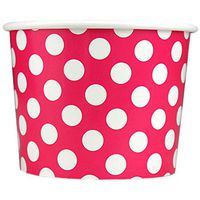 Valentine's Day Pink Paper Ice Cream Cups - 16 oz Polka Dotty Disposable Bowls - Comes in Many Colors - Frozen Dessert Supplies - 50 Count