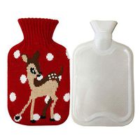 0.5L Hot Water Bottle, Warm Bag Heating Bag with Soft Sika Deer Cover Removable Portable for Kids, Women Camping, Hand Foot Body Warming, Pain & Swelling Relief, Warm Compress | Red Hot Water Bottle